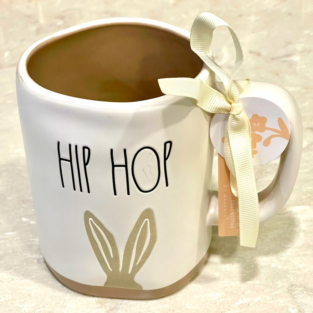 NEW Rae Dunn coffee mug says “Hip Hop” with Bunny Ears, Nice Easter Basket Gift!